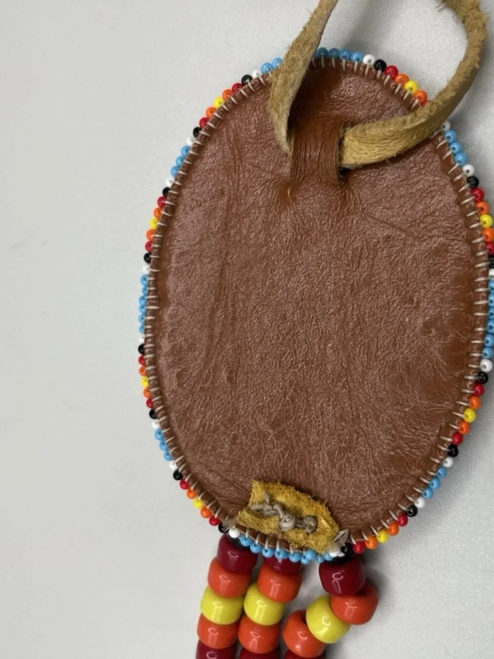 Vintage Plains Style Beaded Leather Necklace Hair Pipe Bone Beads southwestern